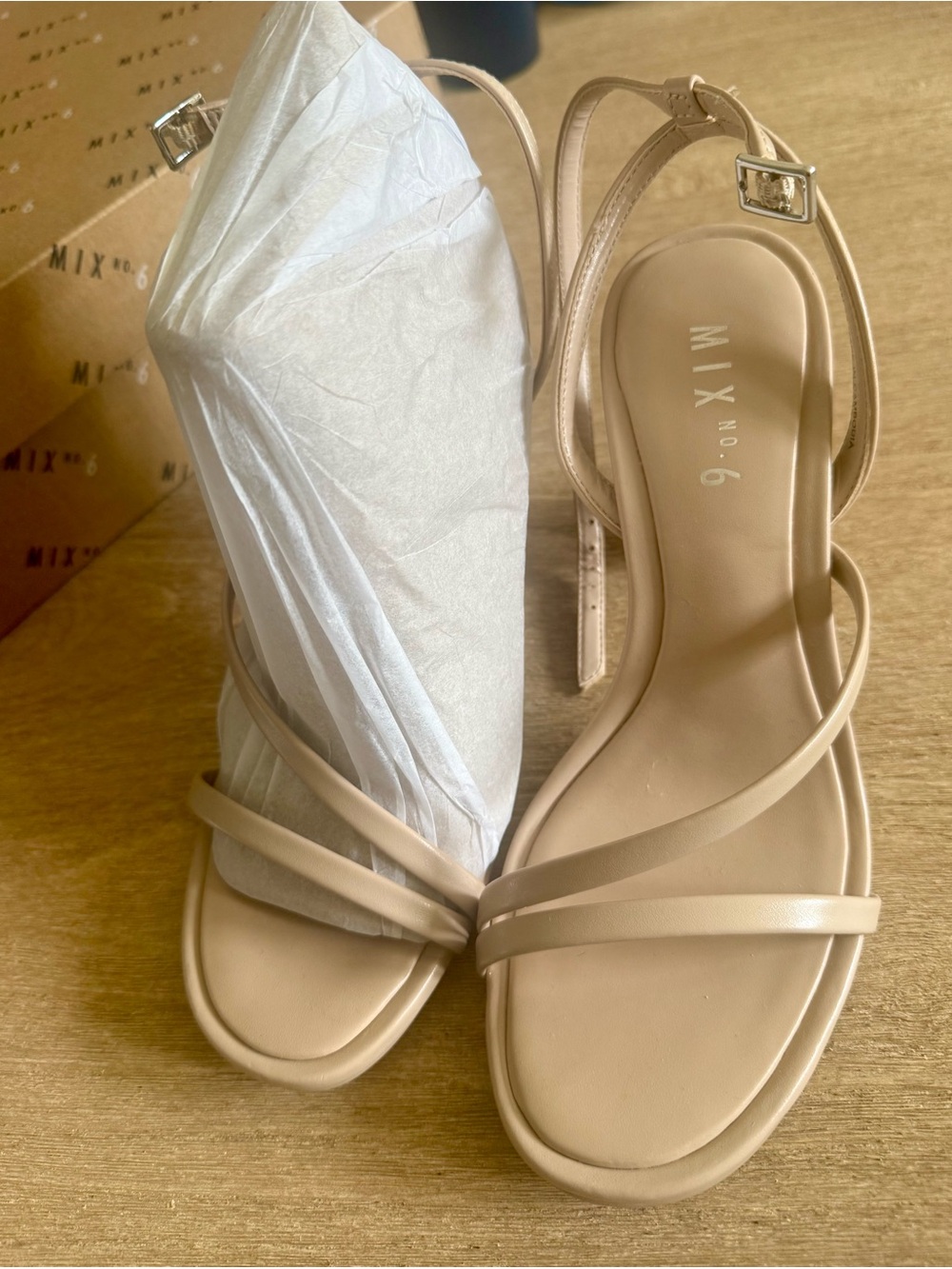 Mix No. 6 Beige Minimalist Strappy Slingback Sandals
